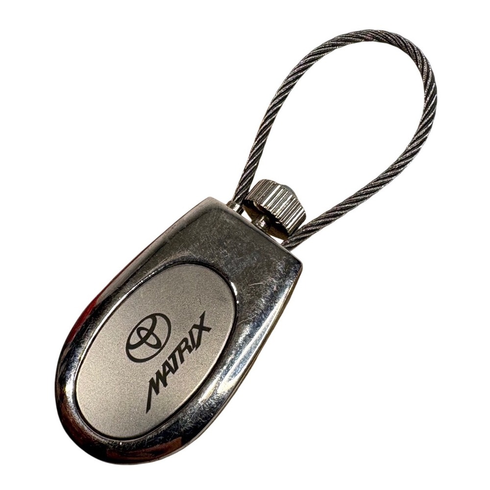 Toyota Matrix Chrome Metal Wire Cable Screw Lock Keychain Car Logo Fob